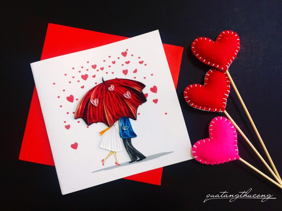 Thiệp quilling couple 3