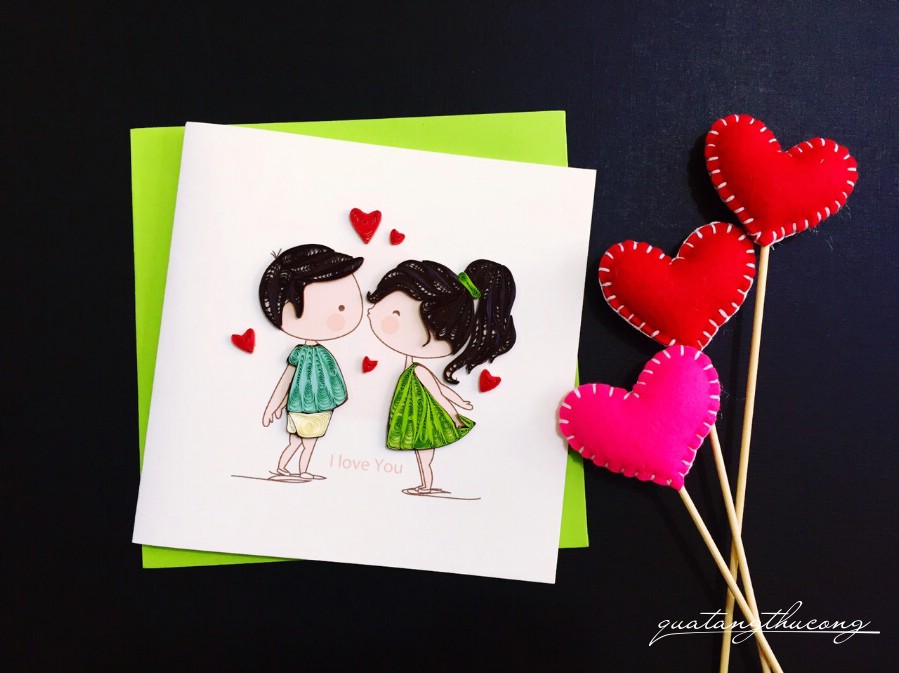 Thiệp quilling couple 4