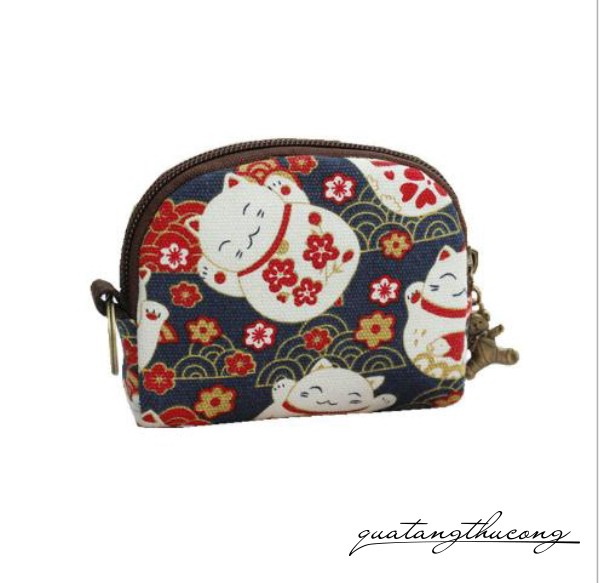 Ví handmade vải vintage 11x9x2.5cm mẫu 1