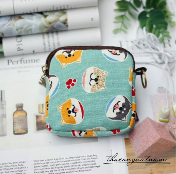 Ví handmade vải vintage 11*11*2cm- mẫu 1