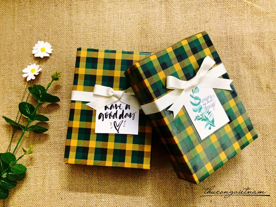 Set 2 hộp quà gói sẵn phong cách Vintage kiểu đơn giản -M2