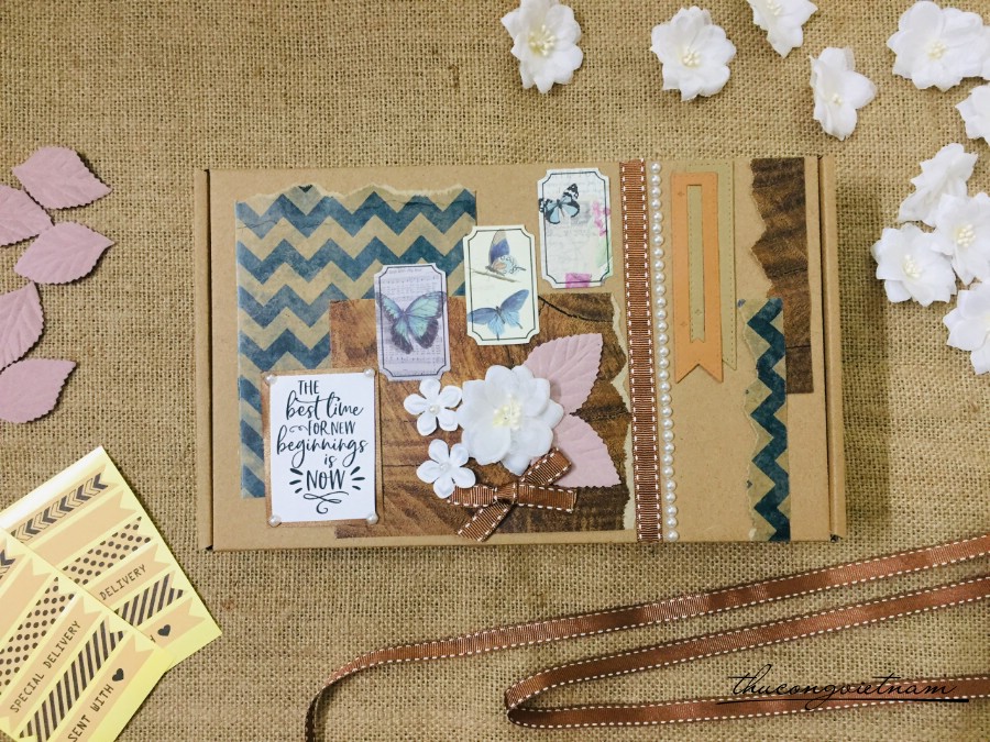 Hộp quà kraft vintage gói sẵn 