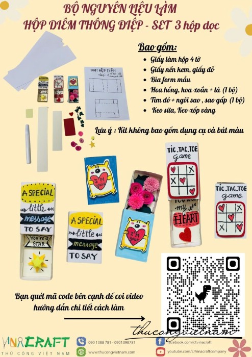 Bộ nguyên liệu làm hộp diêm thông điệp- Set 3 hộp dọc 