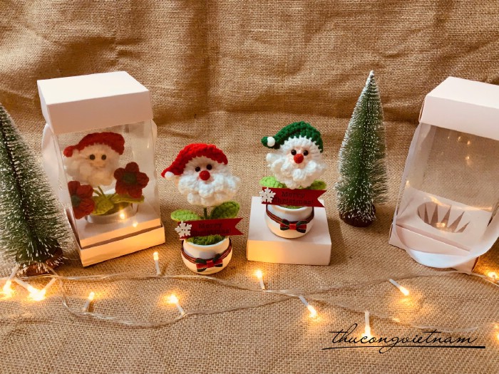 Lọ hoa len Ông già Noel kèm hộp 