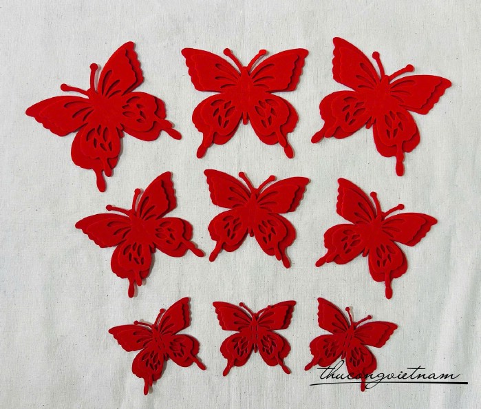 Bướm nỉ đỏ trang trí Tết – Trang trí nhà cửa, tiểu cảnh
