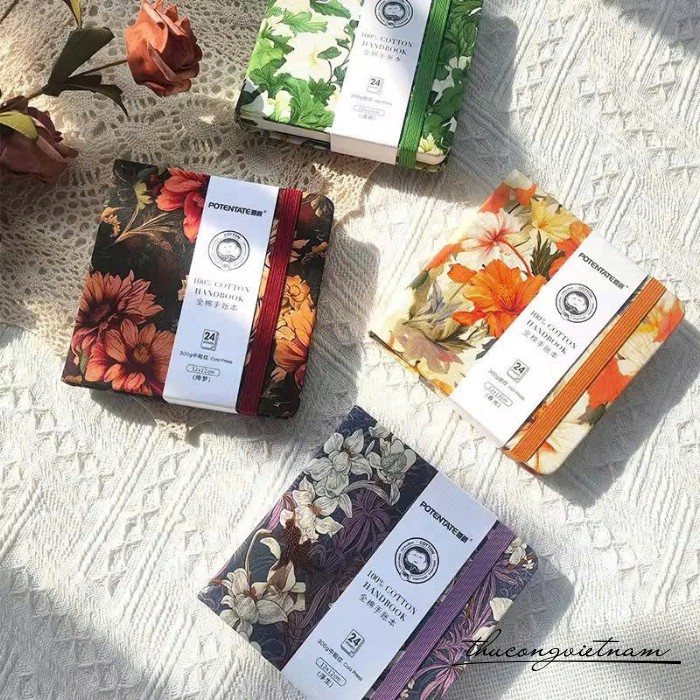 Sổ Vẽ Bọc Vải Cao Cấp 300gsm (12*12cm) – Vẽ Màu Nước, Gouache, Sáp Màu